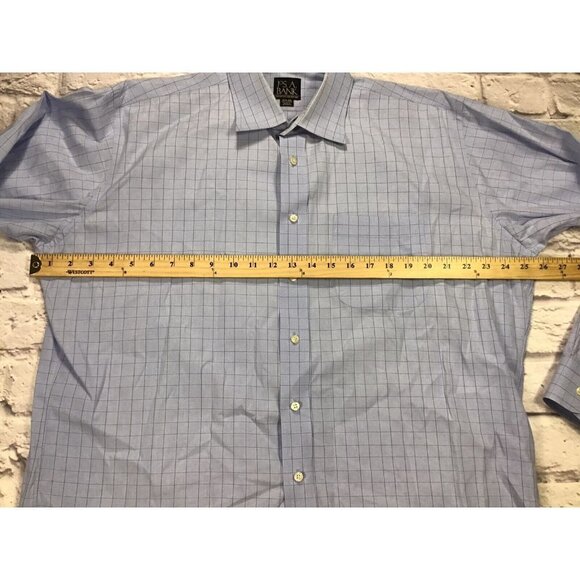 Jos A Bank Dress Shirt Mens 16.5-33 Blue Check Plaid Long Sleeve Button Up - Picture 7 of 7